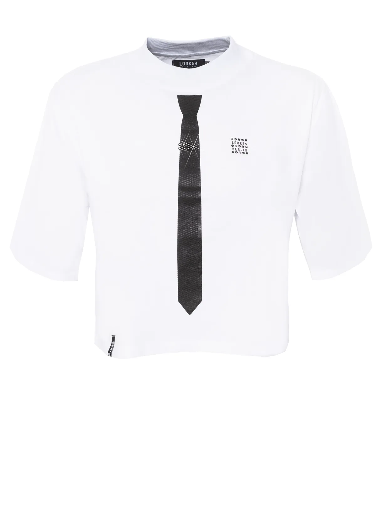 Black Tie Oversized Crop-Shirt